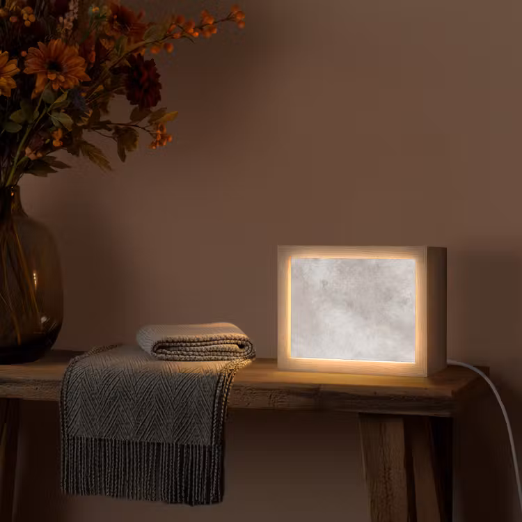 Beton - Grijs Light Box met kabel (Tafellamp) klein -sfeer4