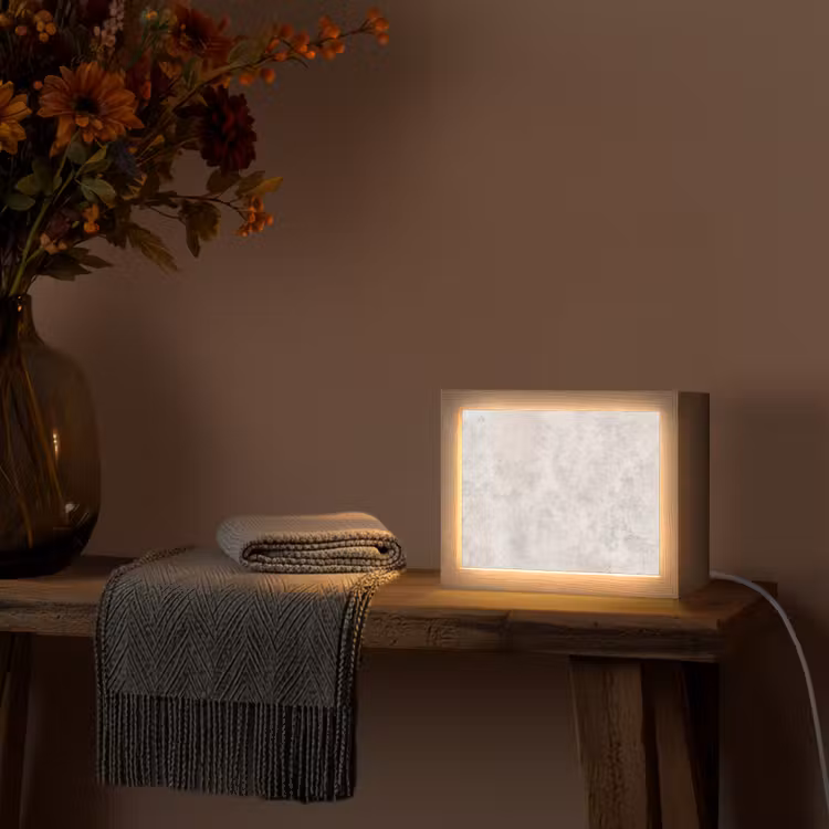 Beton - Grijs - Wit Light Box met kabel (Tafellamp) klein -sfeer4