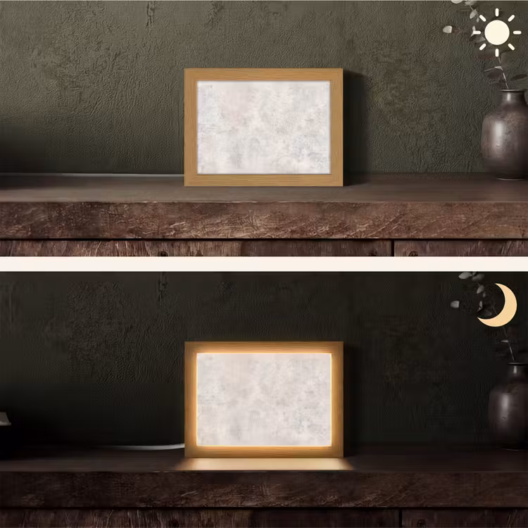 Beton - Grijs - Wit Light Box met kabel (Tafellamp) klein -sfeer3