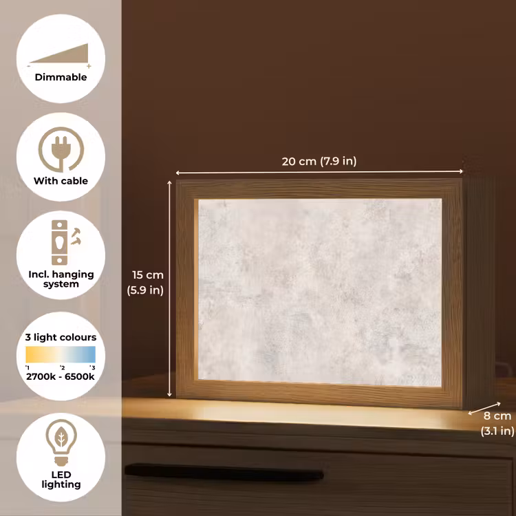 Beton - Grijs - Wit Light Box met kabel (Tafellamp) klein -USP_EN