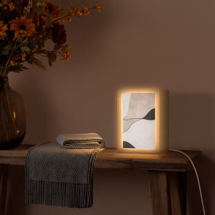 Contourlijnen - Abstracte landschap Light Box met kabel (Tafellamp) klein -sfeer4