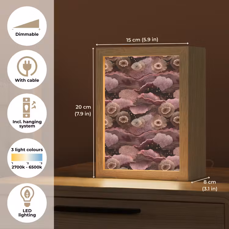 Koraal - Organisch - Roze Light Box met kabel (Tafellamp) klein 925 -USP_EN