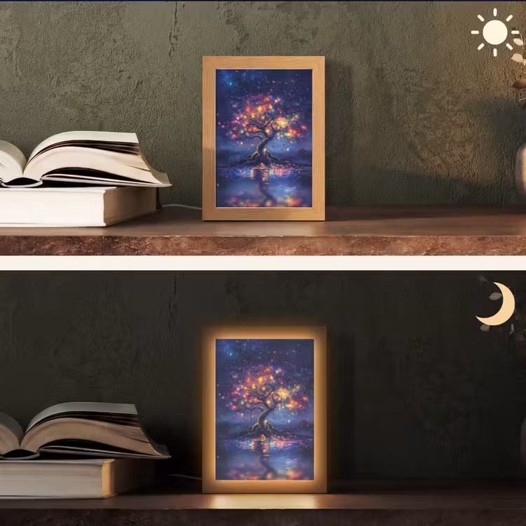 Kosmisch - lichtboom - Kerst - Kleurrijk Light Box met kabel (Tafellamp) klein -sfeer3