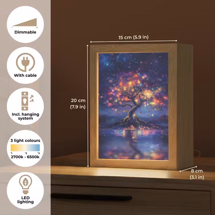 Kosmisch - lichtboom - Kerst - Kleurrijk Light Box met kabel (Tafellamp) klein -USP_EN
