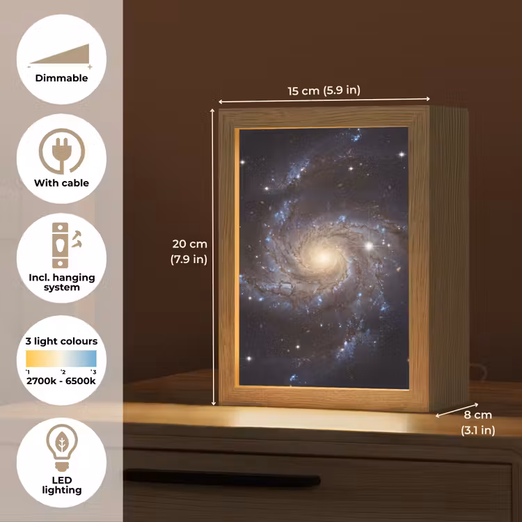 Kosmos - Sterrenstelsel - Donker Light Box met kabel (Tafellamp) klein -USP_EN