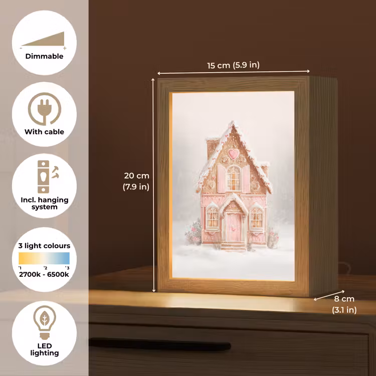 Huisje - Suiker - Pastel Light Box met kabel (Tafellamp) klein -USP_EN