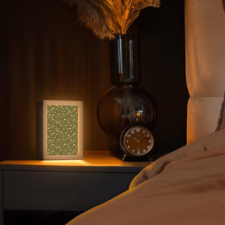 Landelijk - Bloemen - Groen Light Box met kabel (Tafellamp) klein 925 -sfeer1