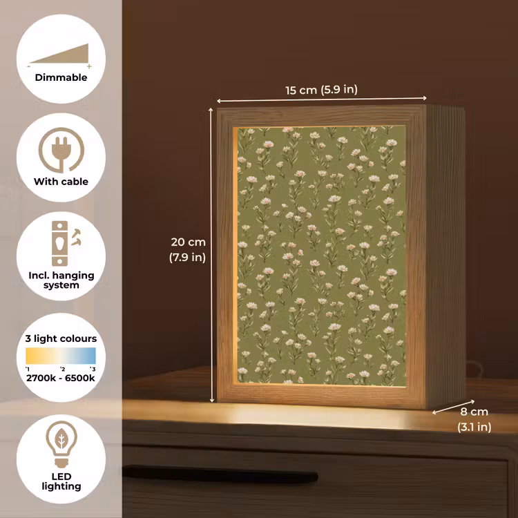Landelijk - Bloemen - Groen Light Box met kabel (Tafellamp) klein 925 -USP_EN