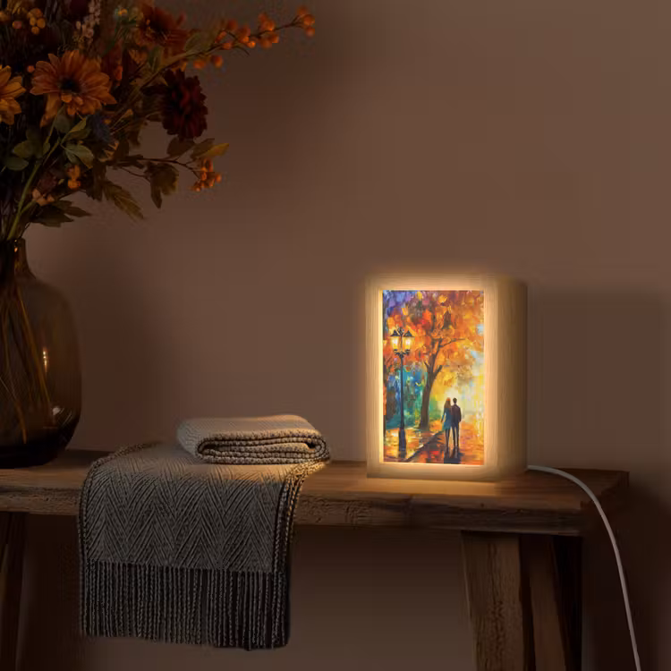 Koppel - Liefde - Bos - Kunst Light Box met kabel (Tafellamp) klein -sfeer4