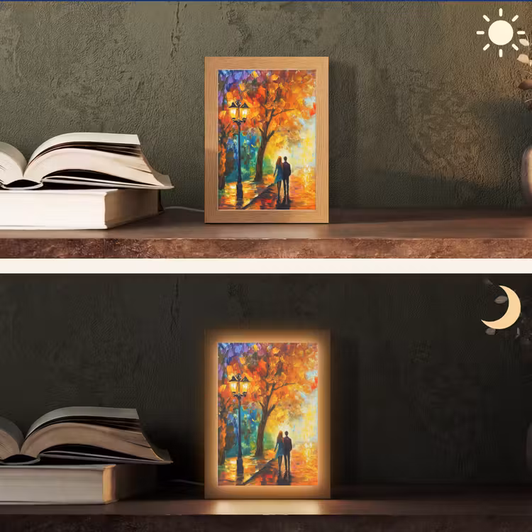 Koppel - Liefde - Bos - Kunst Light Box met kabel (Tafellamp) klein -sfeer3