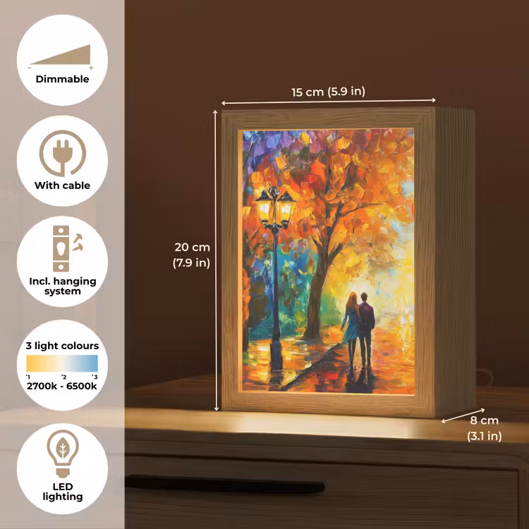 Koppel - Liefde - Bos - Kunst Light Box met kabel (Tafellamp) klein -USP_EN