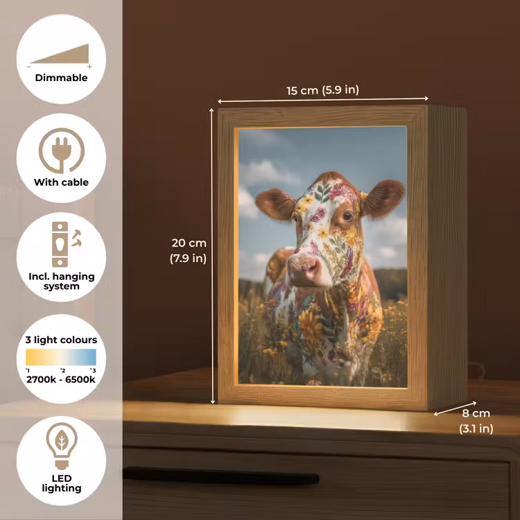 Koe - Bloemen - Weiland Light Box met kabel (Tafellamp) klein -USP_EN
