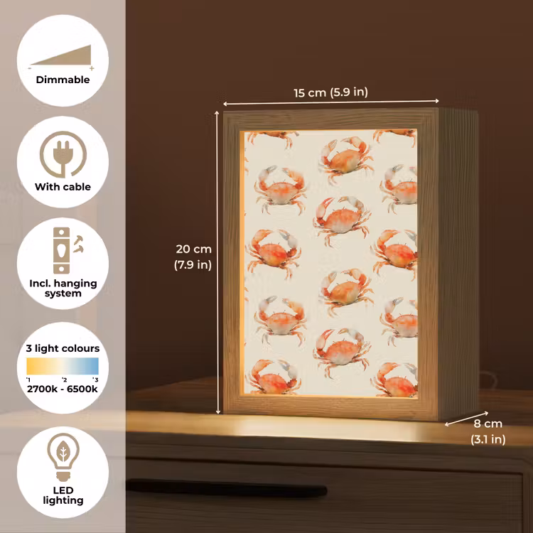 Krabben - Patroon - Oranje Light Box met kabel (Tafellamp) klein 925 -USP_EN