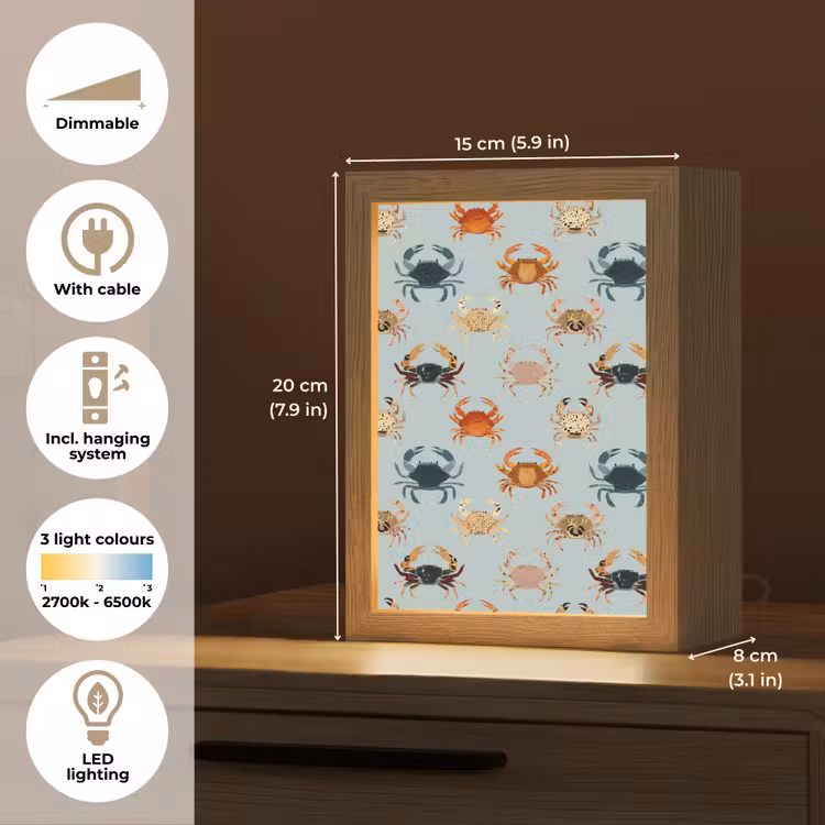Krabben - Speels - Kleurrijk Light Box met kabel (Tafellamp) klein 925 -USP_EN