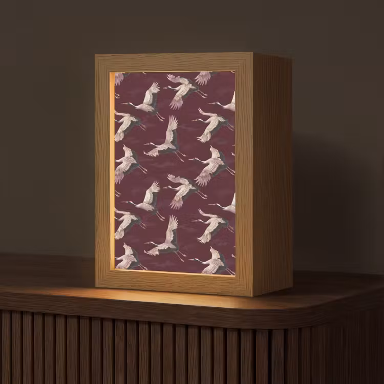 Kraanvogels - Klassiek - Bordeaux Light Box met kabel (Tafellamp) klein 925 -z3d_website