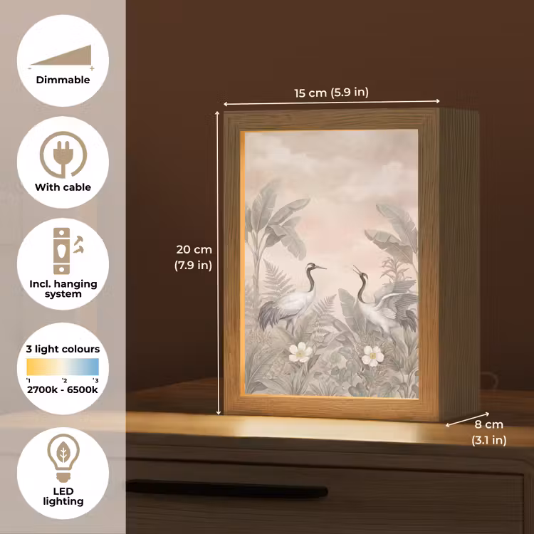 Kraanvogels - Natuur - Roze Light Box met kabel (Tafellamp) klein -USP_EN