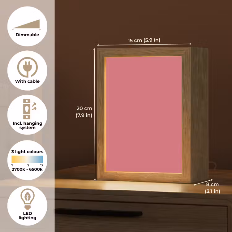 Crimson - Rose - Roze Light Box met kabel (Tafellamp) klein 925 -USP_EN