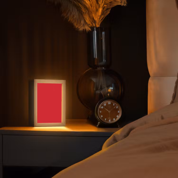 Crimson - Velvet - Rood Light Box met kabel (Tafellamp) klein 925 -sfeer1