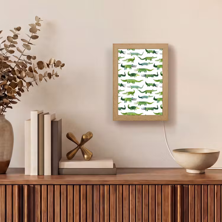 krokodillen - Speels - Groen Light Box met kabel (Tafellamp) klein 925 -sfeer2