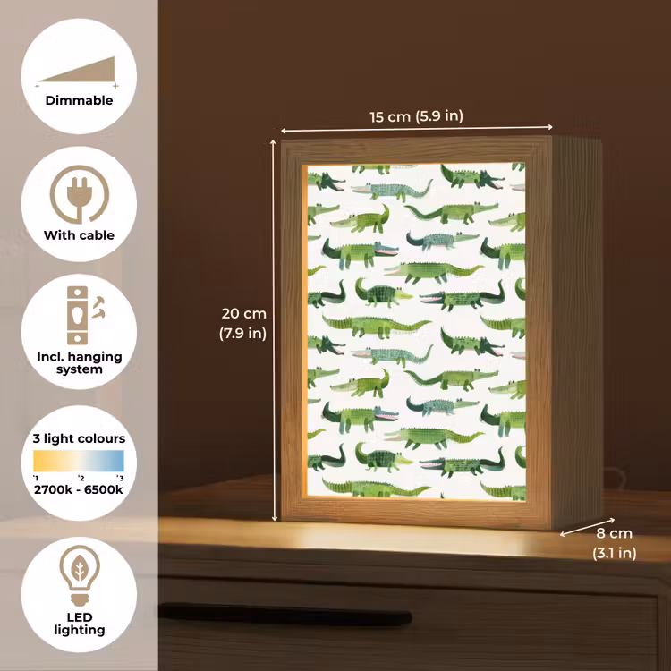krokodillen - Speels - Groen Light Box met kabel (Tafellamp) klein 925 -USP_EN
