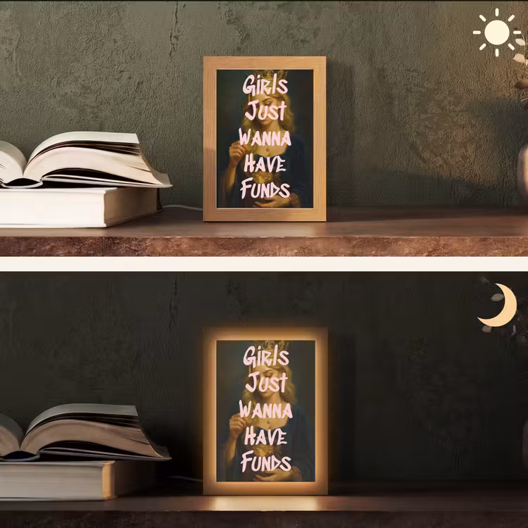 Kroon - Vrouw - Jurk - Opvallend Light Box met kabel (Tafellamp) klein -sfeer3