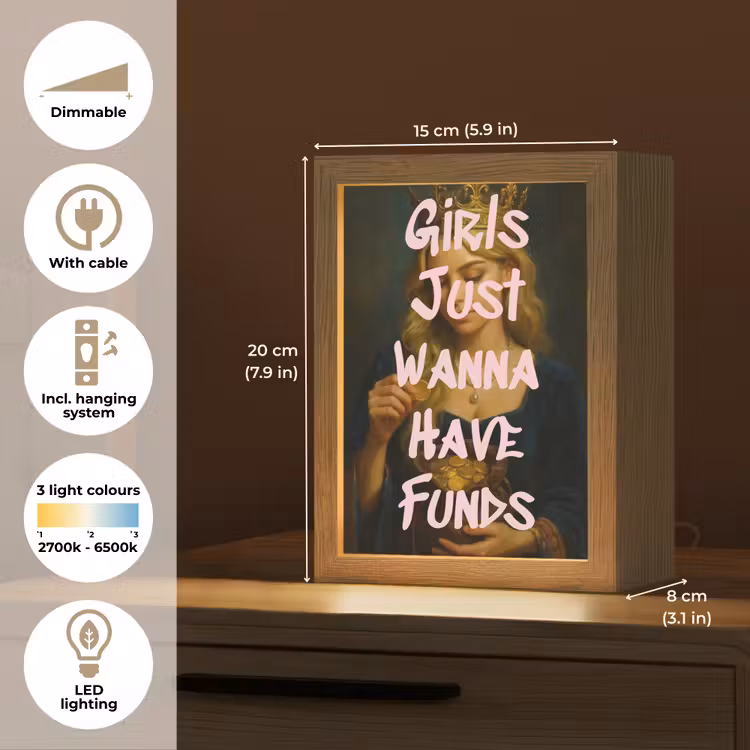 Kroon - Vrouw - Jurk - Opvallend Light Box met kabel (Tafellamp) klein -USP_EN