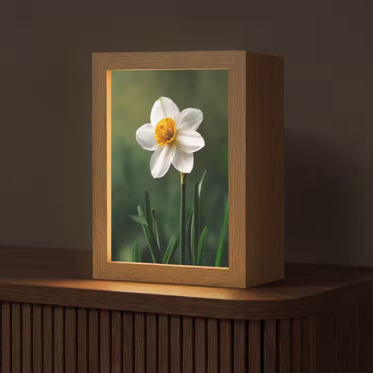 Narcis - Bloem - Wit - Grassprieten Light Box met kabel (Tafellamp) klein -z3d_website