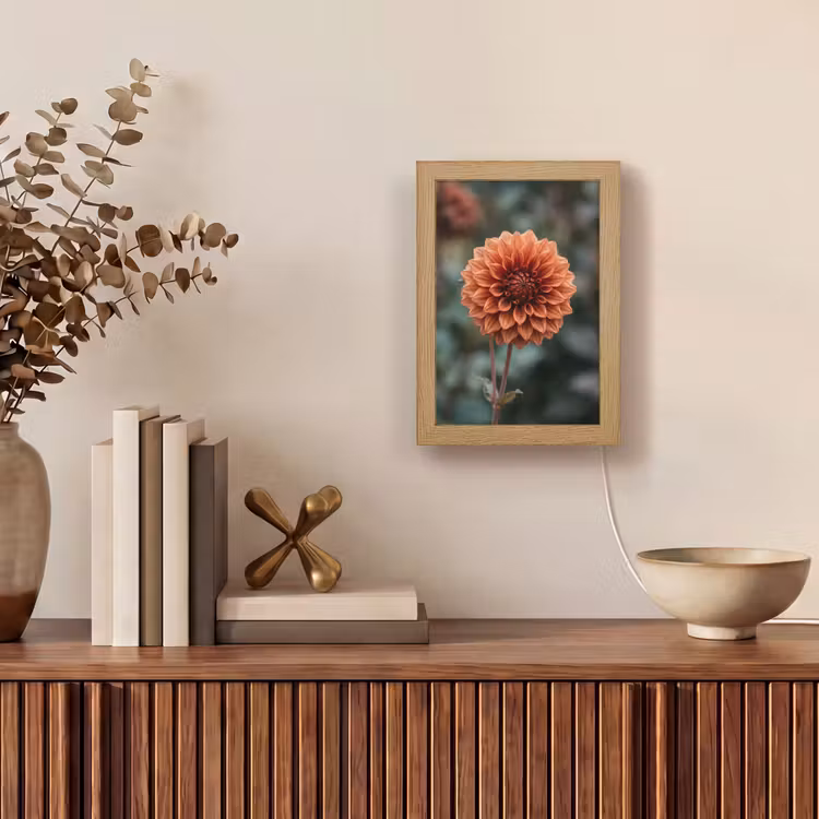 Dahlia - Bloem - Natuur - Sfeervol Light Box met kabel (Tafellamp) klein -sfeer2