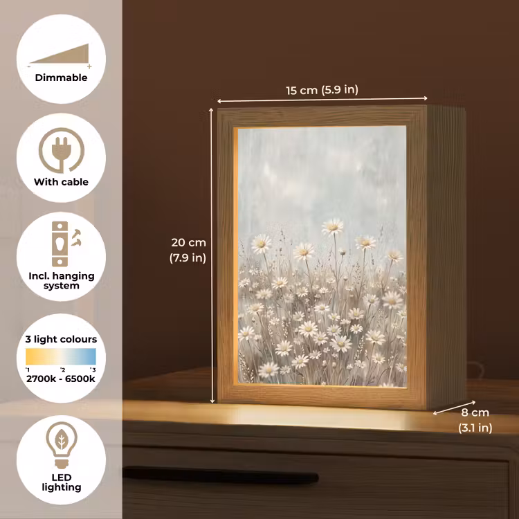 Madelief - Illustratie - Wit Light Box met kabel (Tafellamp) klein -USP_EN