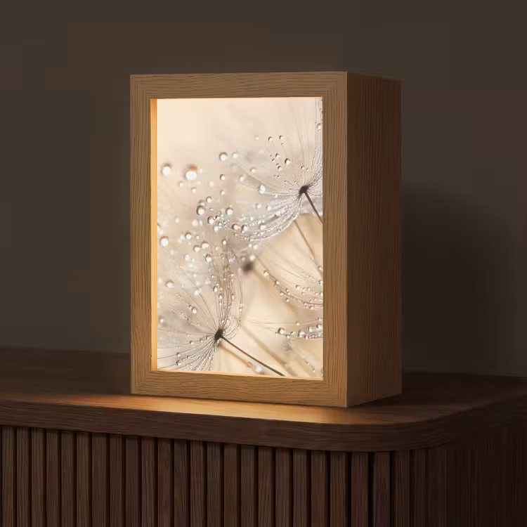 Paardenbloem - Abstract - Natuur - Beige Light Box met kabel (Tafellamp) klein -z3d_website