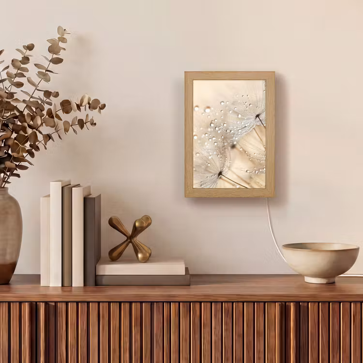 Paardenbloem - Abstract - Natuur - Beige Light Box met kabel (Tafellamp) klein -sfeer2