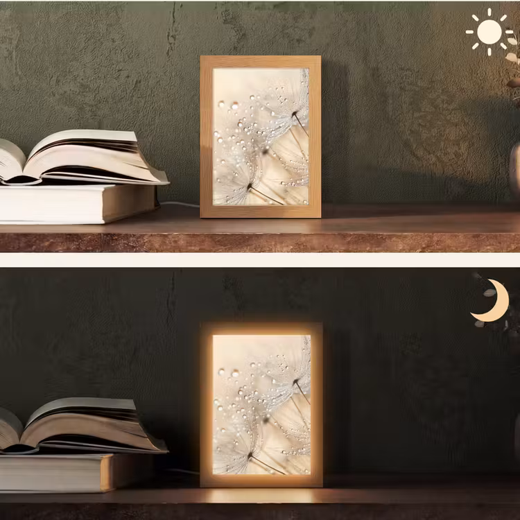 Paardenbloem - Abstract - Natuur - Beige Light Box met kabel (Tafellamp) klein -sfeer3