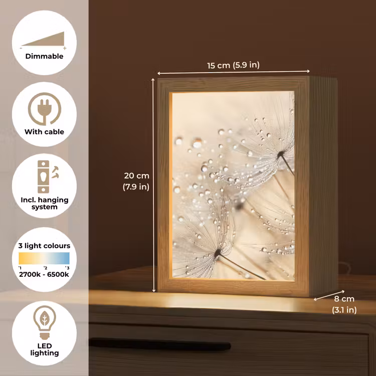 Paardenbloem - Abstract - Natuur - Beige Light Box met kabel (Tafellamp) klein -USP_EN