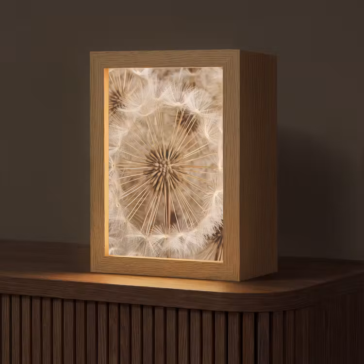 Paardenbloem - Bloemen - Natuur - Bruin Light Box met kabel (Tafellamp) klein -z3d_website