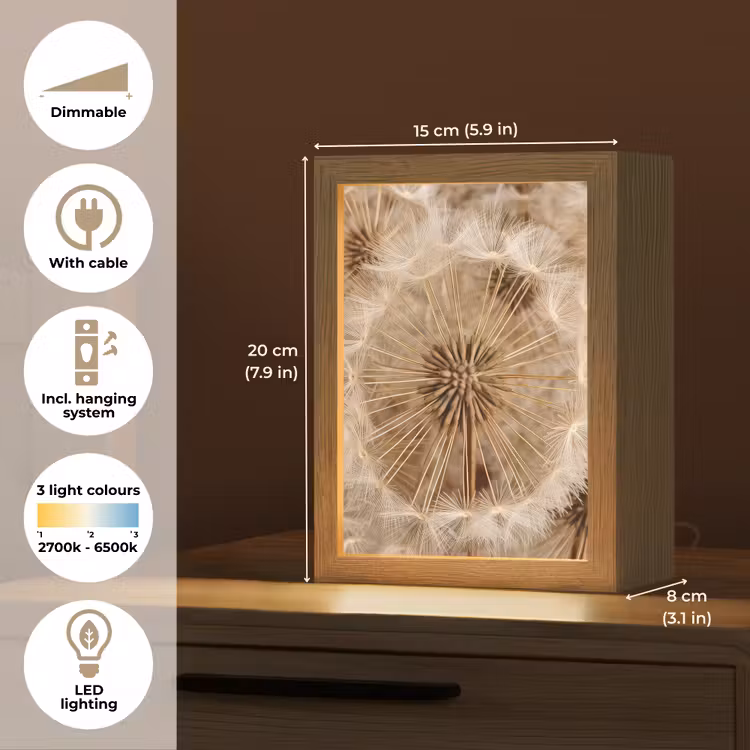 Paardenbloem - Bloemen - Natuur - Bruin Light Box met kabel (Tafellamp) klein -USP_EN