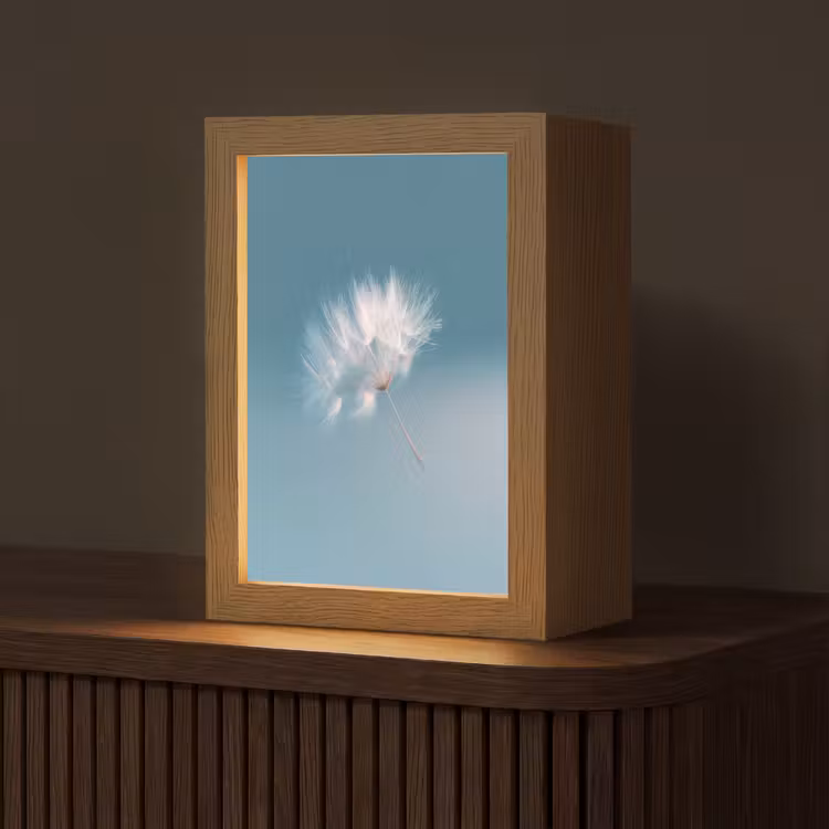 Paardenbloempluisje - Blauw - Lucht Light Box met kabel (Tafellamp) klein -z3d_website