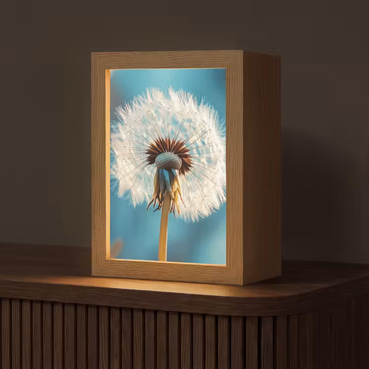 Paardenbloem - Natuur - Bloemen - Blauw Light Box met kabel (Tafellamp) klein -z3d_website