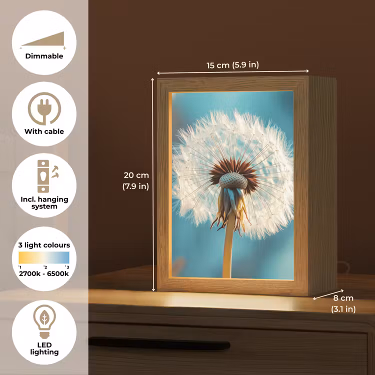 Paardenbloem - Natuur - Bloemen - Blauw Light Box met kabel (Tafellamp) klein -USP_EN