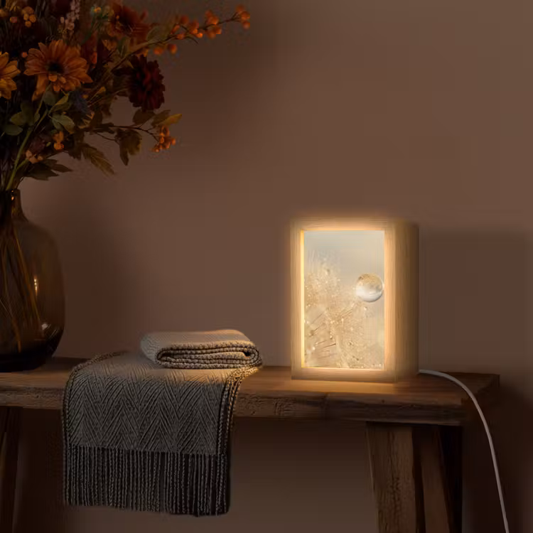 Paardenbloem - Water - Natuur - Planten - Modern Light Box met kabel (Tafellamp) klein -sfeer4