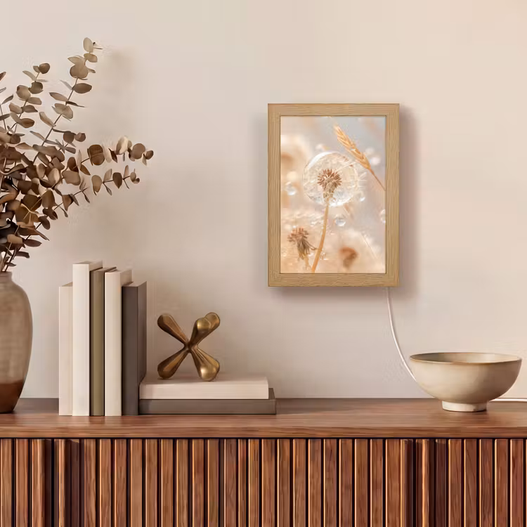 Paardenbloem - Water - Natuur - Stilleven - Modern Light Box met kabel (Tafellamp) klein -sfeer2