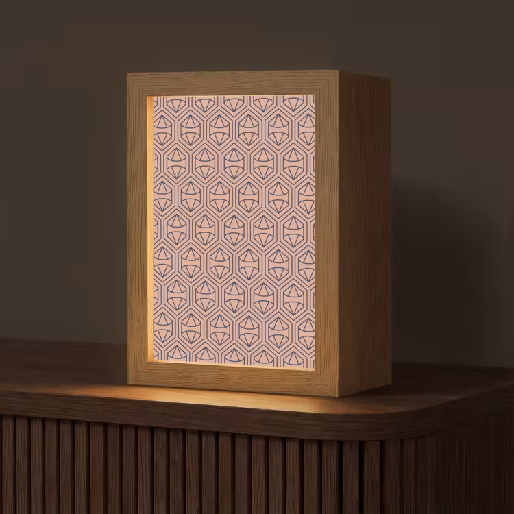 Donkerblauw - Roze - Patroom - Symmetrisch Light Box met kabel (Tafellamp) klein 925 -z3d_website