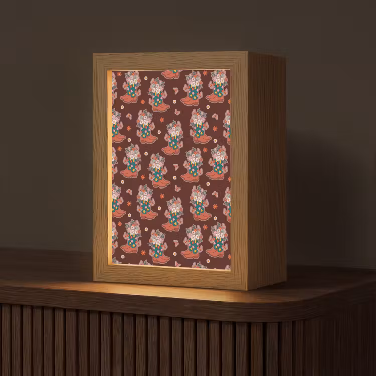 Donker - Cowboy - Laars - Patroon Light Box met kabel (Tafellamp) klein 925 -z3d_website