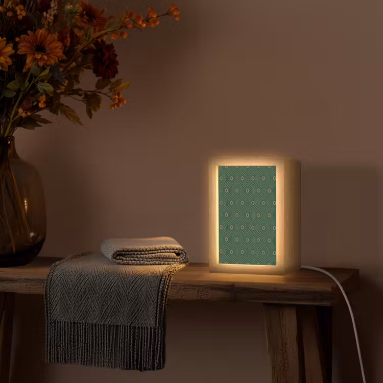 Donkergroen - Modern - Patroon - Goud Light Box met kabel (Tafellamp) klein 925 -sfeer4