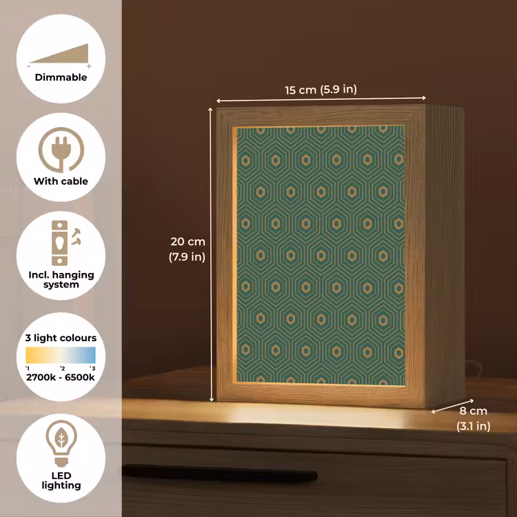 Donkergroen - Modern - Patroon - Goud Light Box met kabel (Tafellamp) klein 925 -USP_EN