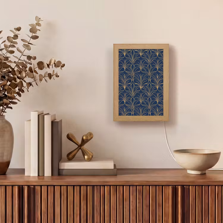 Deco - Waaier - Blauw Light Box met kabel (Tafellamp) klein 925 -sfeer2