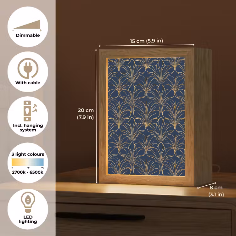 Deco - Waaier - Blauw Light Box met kabel (Tafellamp) klein 925 -USP_EN