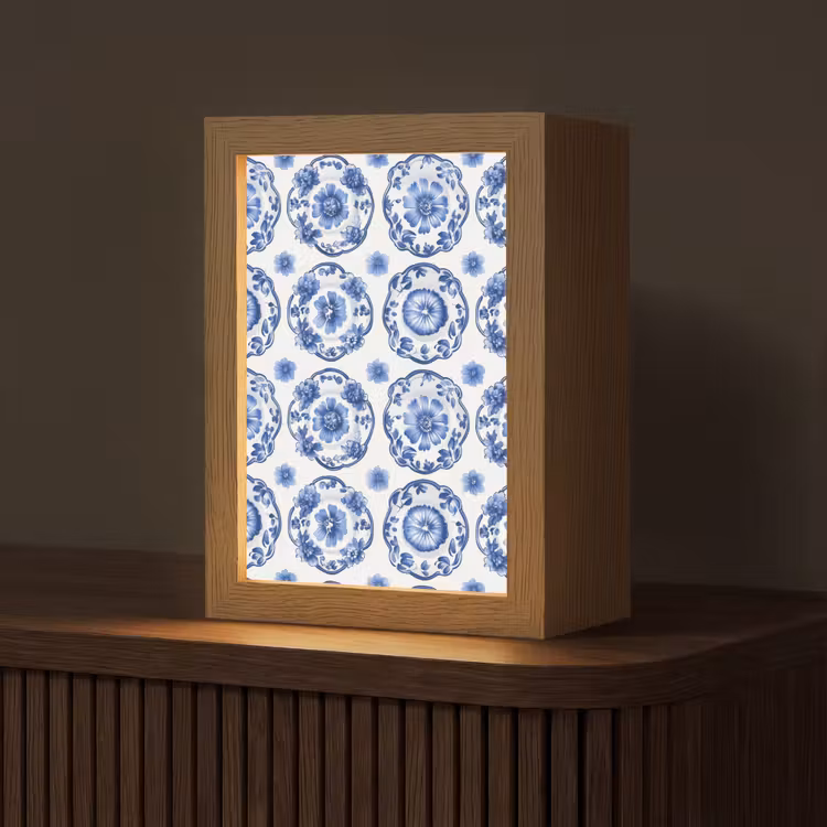 Sierborden - Bloemen - Blauw Light Box met kabel (Tafellamp) klein 925 -z3d_website