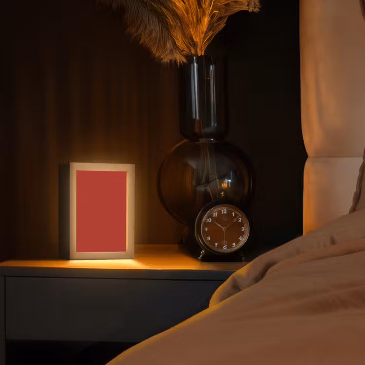 Deep - Crimson - Rood Light Box met kabel (Tafellamp) klein 925 -sfeer1