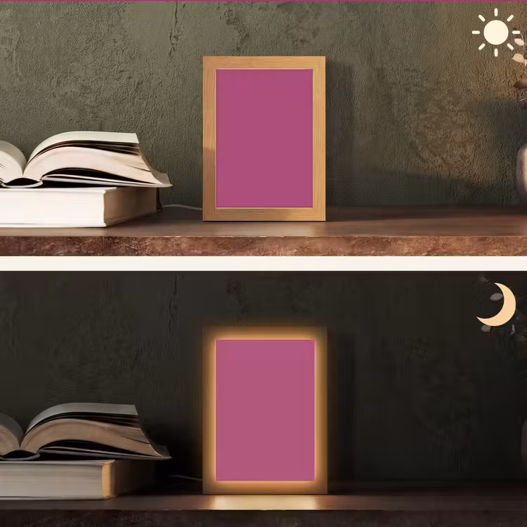 Deep - Magenta - Paars Light Box met kabel (Tafellamp) klein 925 -sfeer3