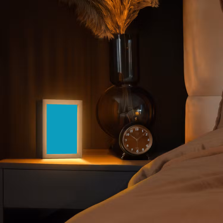 Deep - Turquoise - Turkoois Light Box met kabel (Tafellamp) klein 925 -sfeer1